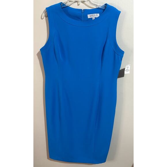 Kasper Royal Blue Sleeveless Sheath Dress Size 16 NWT - Picture 1 of 6